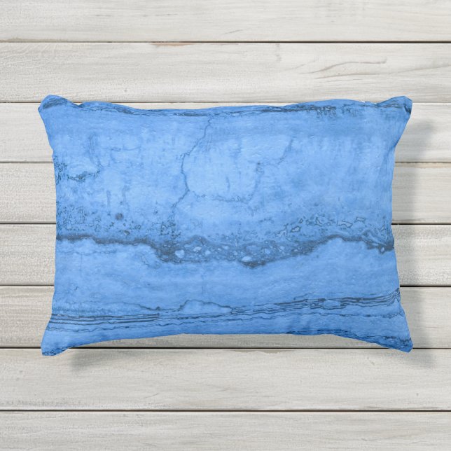 Blauer Granitmuster blauer Marmorstein Kissen Für Draußen (Vorderseite)