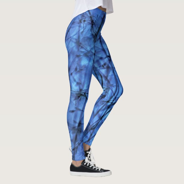 Blauer Gras auf blauem Abstrakt Leggings (Rechts)