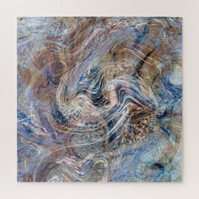 Blauer Grau Fluid Marbling Illustration (Vertikal)