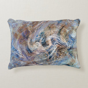Blauer Grau Fluid Marbling Illustration Dekokissen
