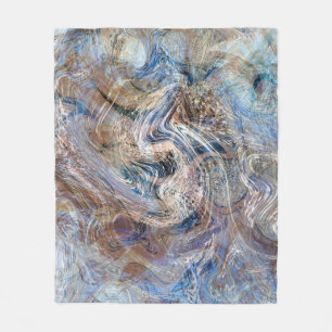 Blauer Grau Fluid Marbling Illustration Fleecedecke