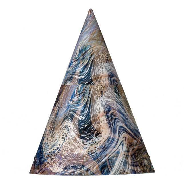 Blauer Grau Fluid Marbling Illustration Partyhütchen (Vorderseite)