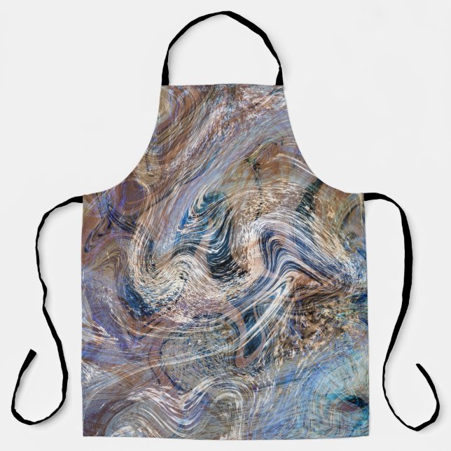 Blauer Grau Fluid Marbling Illustration Schürze (Vorderseite)