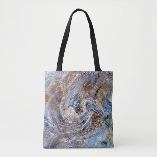 Blauer Grau Fluid Marbling Illustration Tasche (Vorderseite)