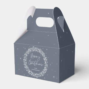Blauer Grau frohe Weihnachten funkelnde Lichter Geschenkschachtel