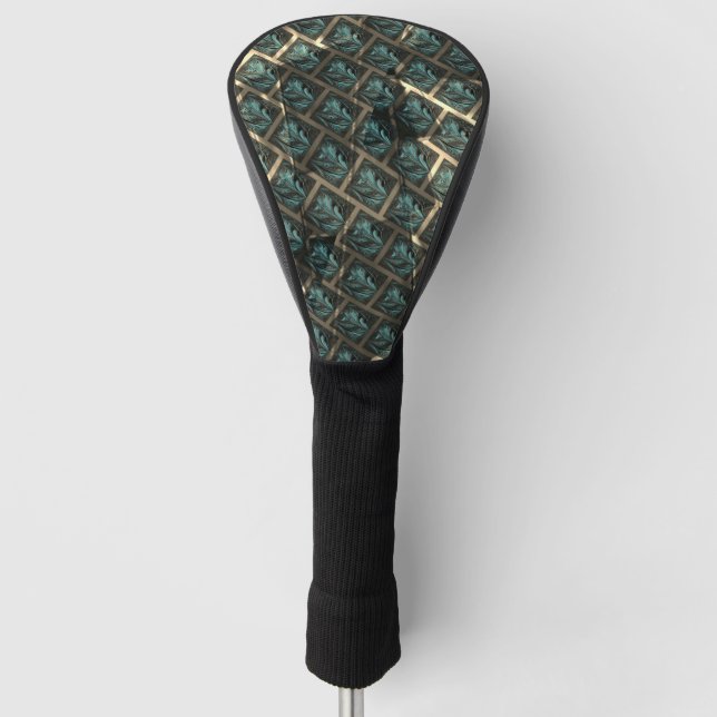 Blauer grauer Backstein-Effekt unter dunkler Stell Golf Headcover (Vorderseite)