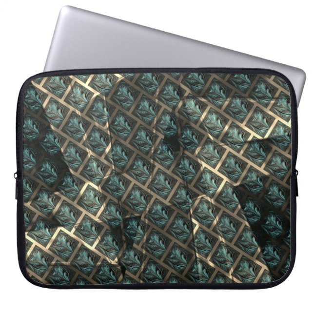 Blauer grauer Backstein-Effekt unter dunkler Stell Laptopschutzhülle (Vorderseite)