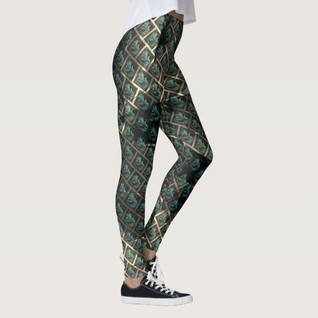 Blauer grauer Backstein-Effekt unter dunkler Stell Leggings (Rechts)