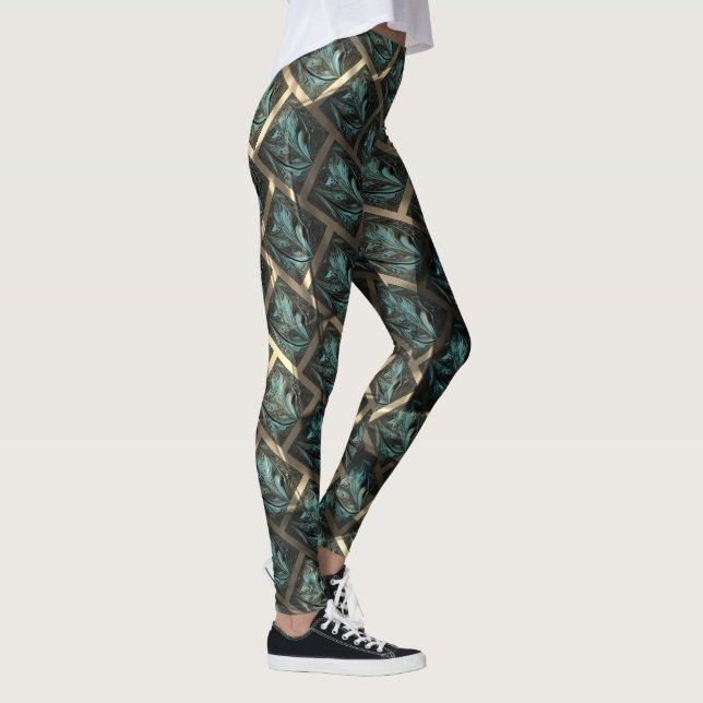 Blauer grauer Backstein-Effekt unter dunkler Stell Leggings (Rechts)
