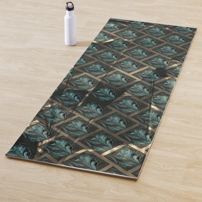 Blauer grauer Backstein-Effekt unter dunkler Stell Yogamatte (Beispiel)