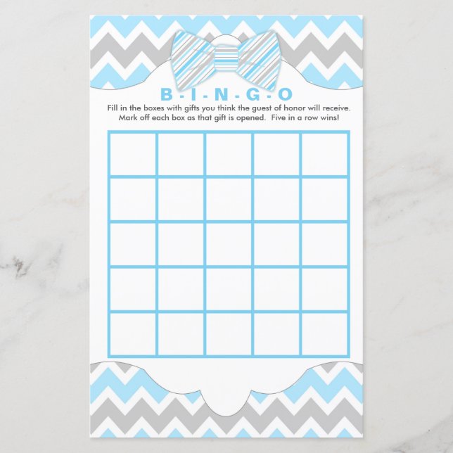 Blauer grauer Bingo und Kindermädchen Babydusche (Vorderseite)