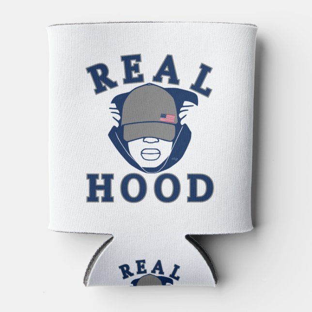 blauer Grauer ECHTER HOOD TYP IN HOODIE Dosenkühler (Vorderseite)