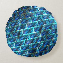 Blauer grauer, gerber oder gelber Ziegeleffekt Rundes Kissen