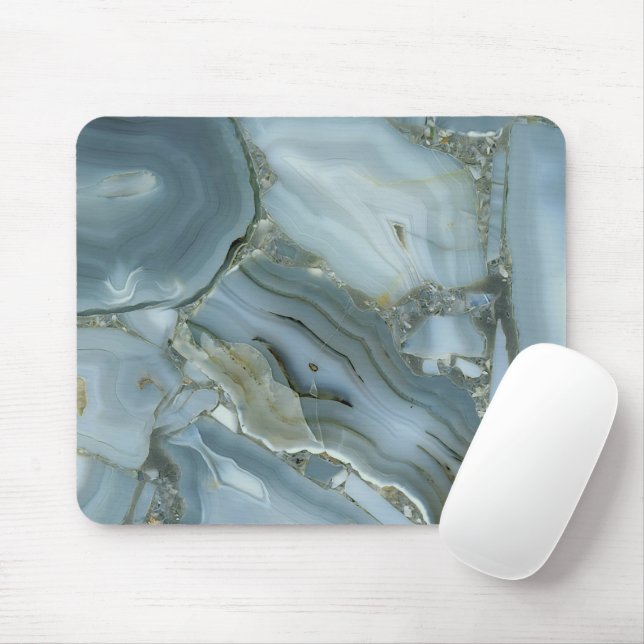 Blauer grauer Marmor mit Goldvene-Drawstring-Beute Mousepad (Mit Mouse)