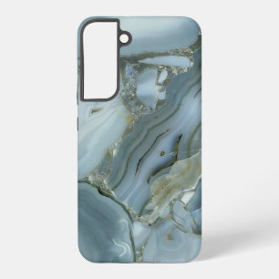 Blauer grauer Marmor mit Goldvene Samsung Galaxy Hülle