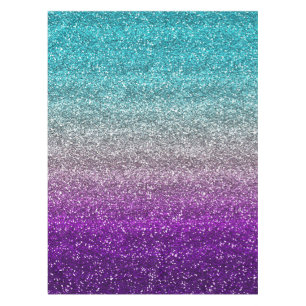 Blauer, Grauer und Lila Farbverlauf Glitter Tischdecke