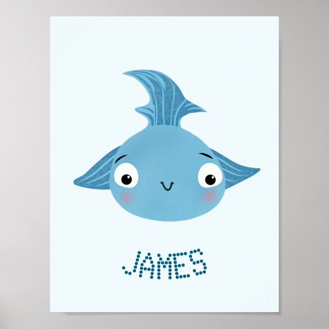 Blauer Großfisch Poster (Vorne)