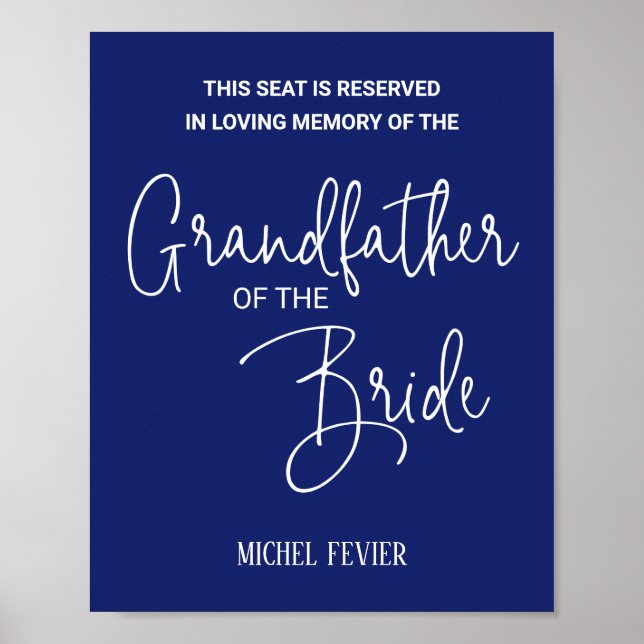 Blauer Großvater der Brautdenkmal-Hochzeit Poster (Vorne)