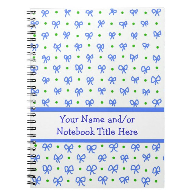 Blauer/grün/weiße Bows SpiralNotebook individuell  Notizblock (Vorderseite)