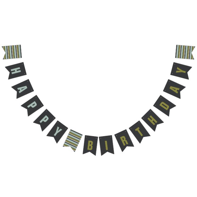 Blauer, grüner, grauer Leinengeburtstag Wimpelkette (Alle)