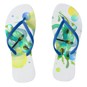 Blauer grüner Libelle Flip Flops