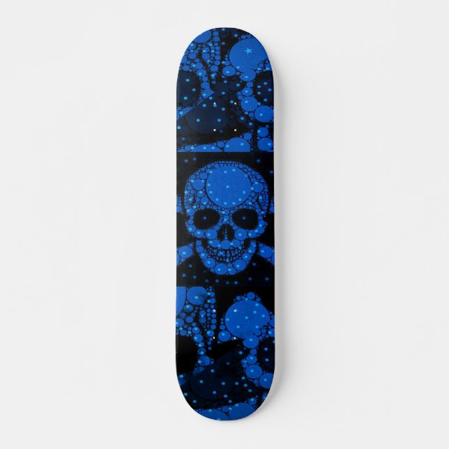 Blauer grüner Schädel Skateboard (Vorne)