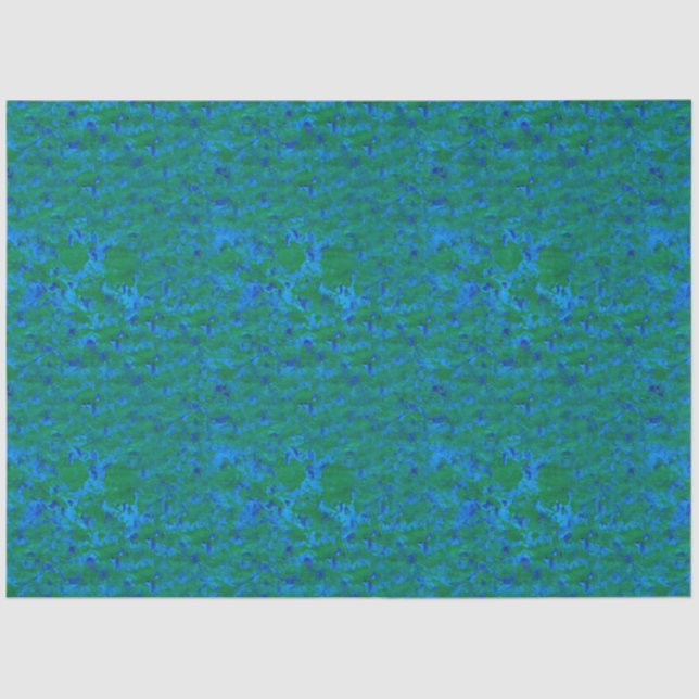 Blauer, grüner Texturfisch im Meeresgewebe Seidenpapier (Vorderseite)