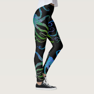 Blauer grüner Tintenfisch auf Ihrer Farbe - Leggi Leggings