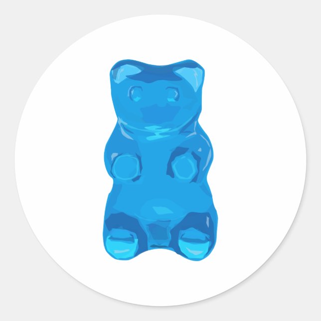 Blauer Gummybear Illustration Runder Aufkleber (Vorderseite)