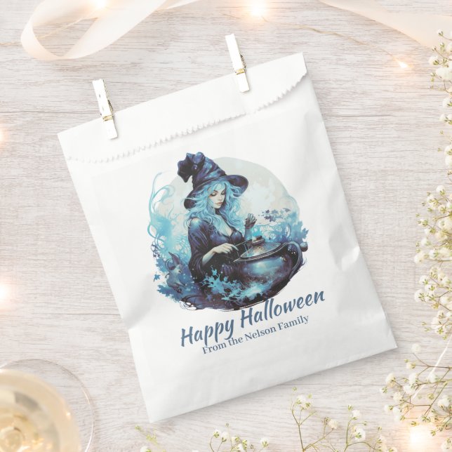Blauer Haarbitter Hexe und Cauldron Happy Hallowee Geschenktütchen (Ausgeschnitten)