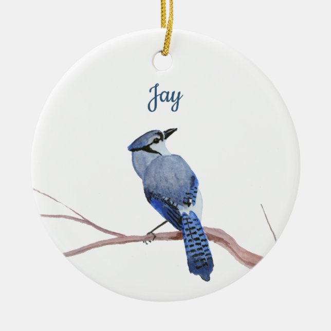 Blauer Häher Keramik Ornament (Vorne)
