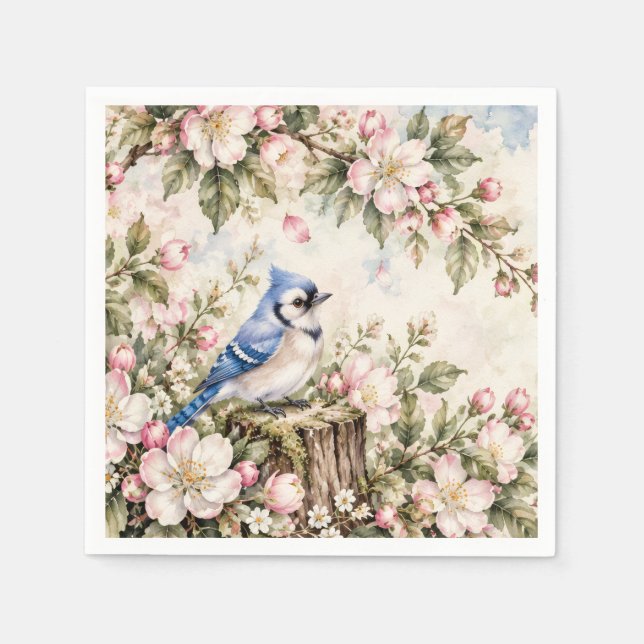 Blauer Häher-Papierteller Serviette (Vorderseite)