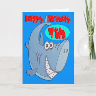 Blauer Hai Siebter Geburtstag Karte
