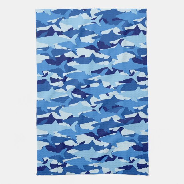 Blauer Haifisch-Muster Handtuch (Vertikal)