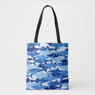 Blauer Haifisch-Muster Tasche