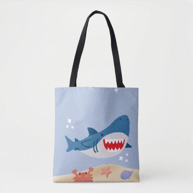 Blauer Haifisch-Tragetasche Tasche (Vorderseite)