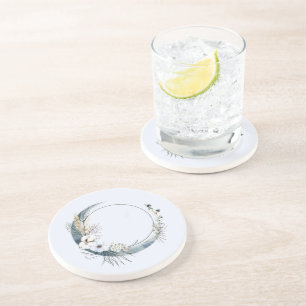 Blauer Halbmond mit weißen Blume Getränkeuntersetzer