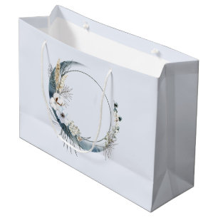 Blauer Halbmond mit weißen Blume Große Geschenktüte