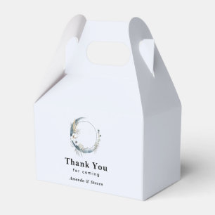 Blauer Halbmond mit weißer Blume Hochzeit Geschenkschachtel