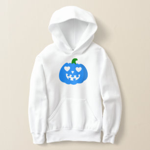 blauer Halloween-Herz-Kürbis-Jack-o-Lantern Hoodie