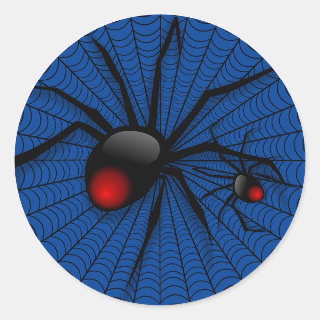 Blauer Halloween Schwarzes Widow Beängstigend Spid Runder Aufkleber (Vorderseite)