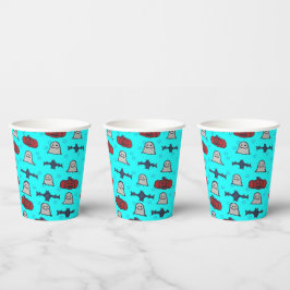 Blauer Halloween Spaß Print Pappbecher