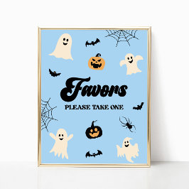 Blauer Halloween Spooky Gastgeschenke Zeichen Poster
