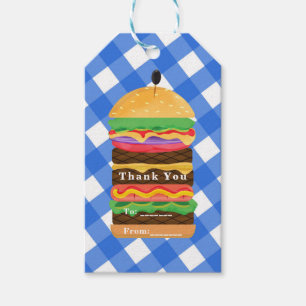 Blauer Hamburger Sommer Grillfest Barbecue BBQ Par Geschenkanhänger