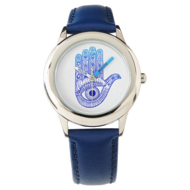 Blauer Hamsa Hand / böse Augenschutzmittel / Hand  Armbanduhr (Vorderseite)