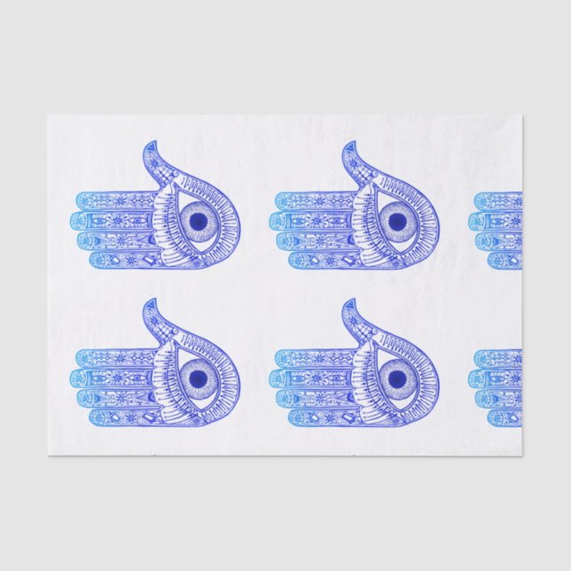 Blauer Hamsa Hand / böse Augenschutzmittel / Hand  Seidenpapier (Vorderseite)