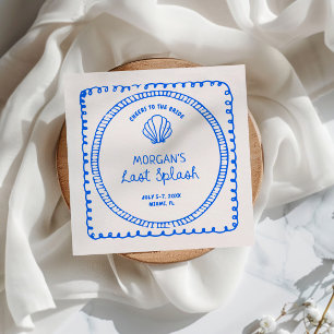 Blauer Hand gezeichnet letzte Splash Bachelorette Serviette