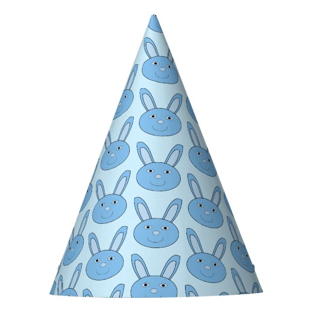 Blauer Hase Bunny Gesicht Frühling Ostern Gemuster Partyhütchen (Vorderseite)