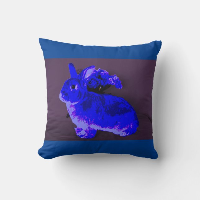 Blauer Hase Kissen (Vorderseite)
