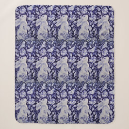 Blauer Hasen Bunny Bird Chinoiserie Sherpadecke